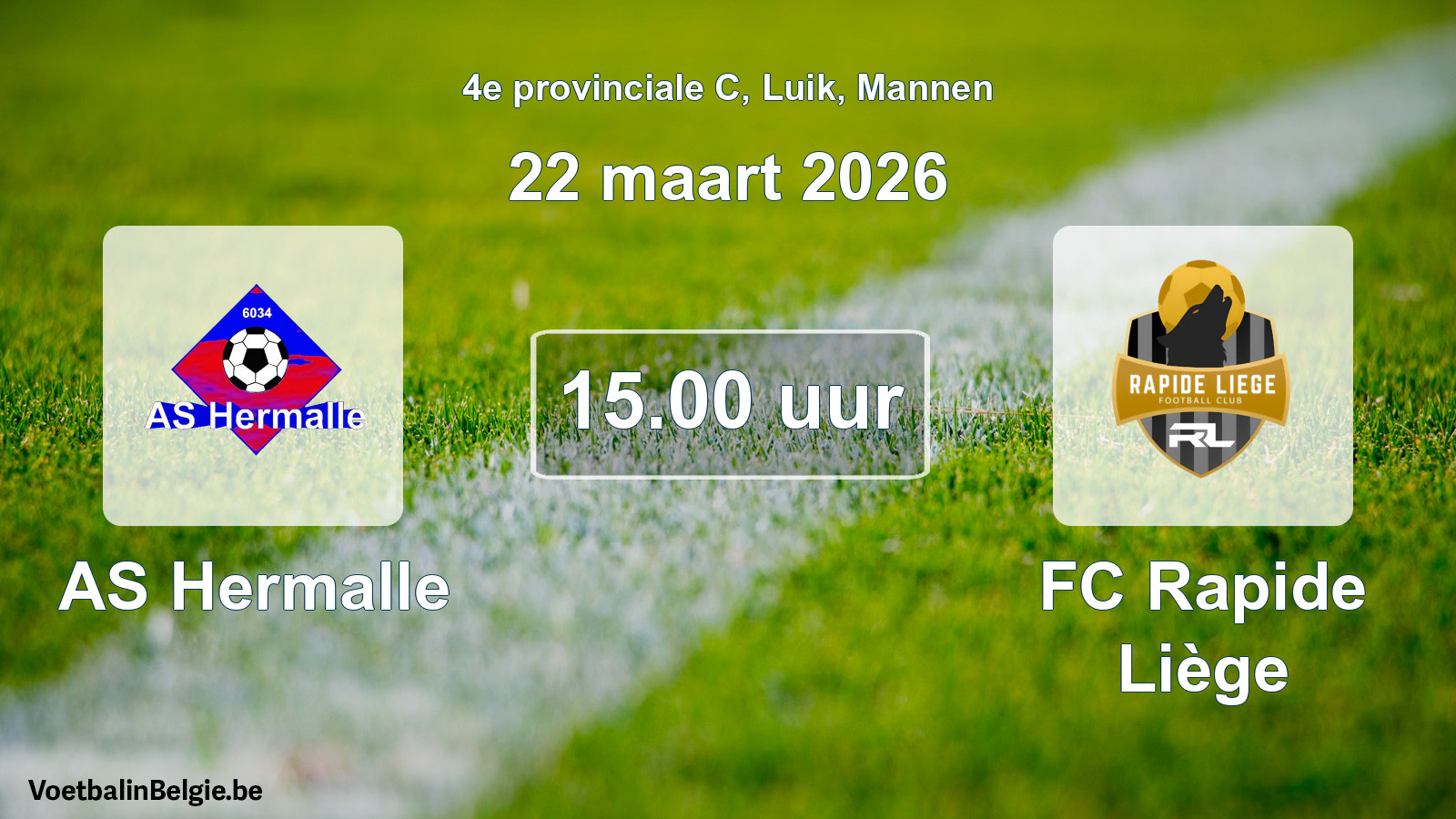 Scheduled match men football: AS Hermalle - FC Rapide Liège (22 March 2026)