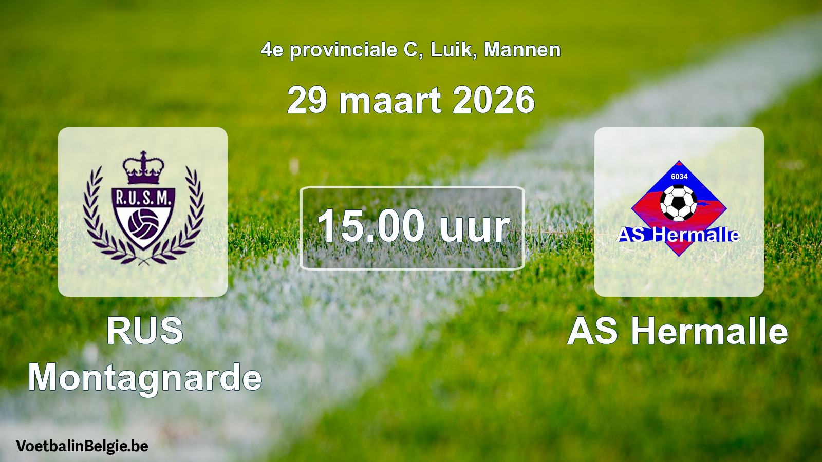 Geplantes Spiel männer-Fußball: RUS Montagnarde - AS Hermalle (29 März 2026)