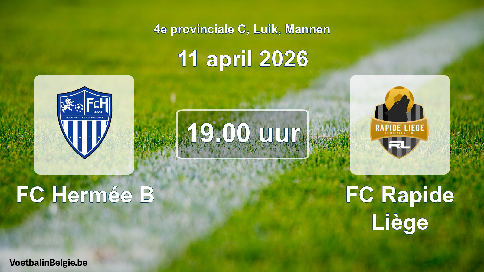 Scheduled match men football: FC Hermée B - FC Rapide Liège (11 April 2026)