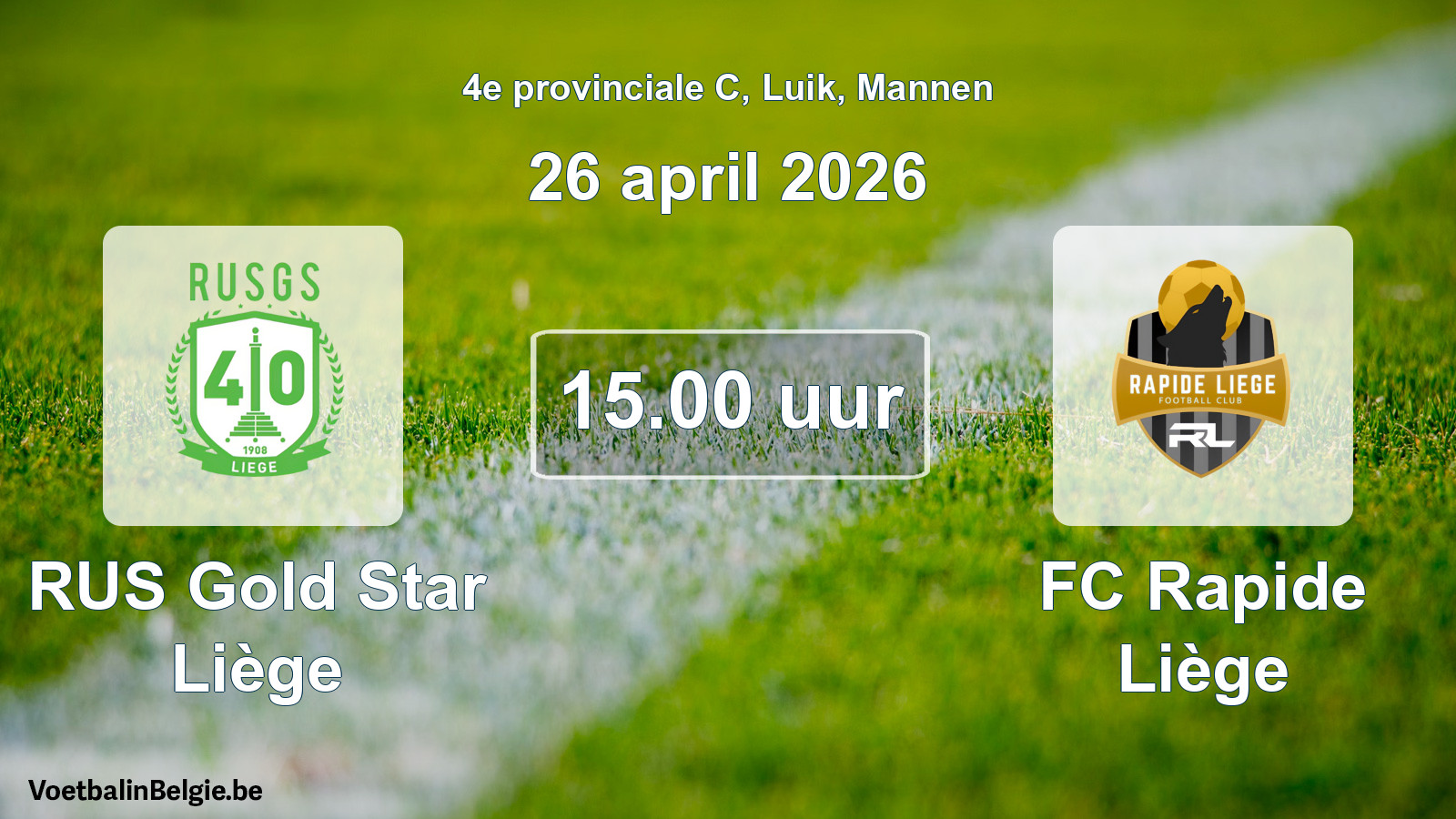 Scheduled match men football: RUS Gold Star Liège - FC Rapide Liège (26 April 2026)