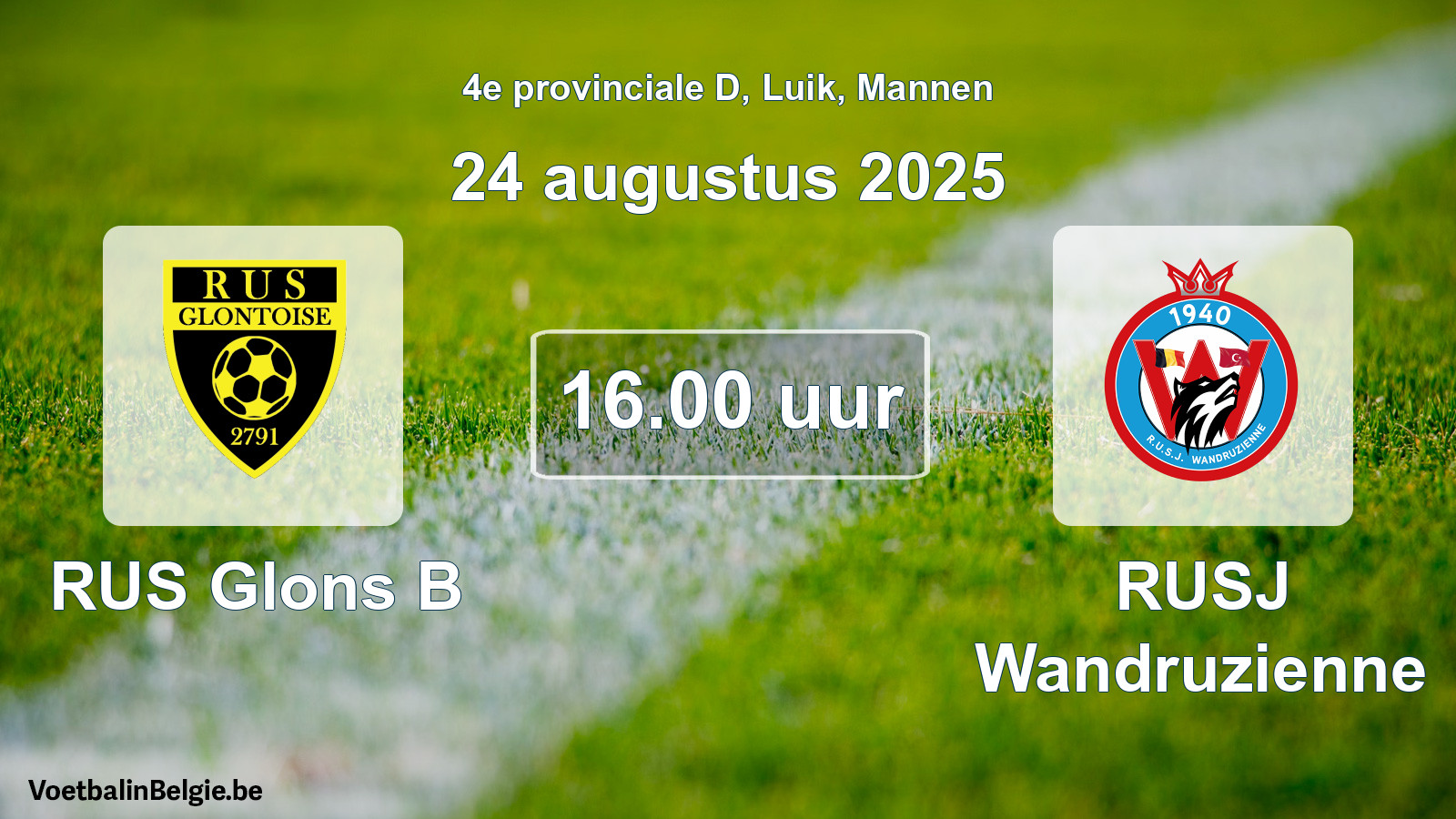 Geplantes Spiel männer-Fußball: RUS Glons B - RUSJ Wandruzienne (24 August 2025)