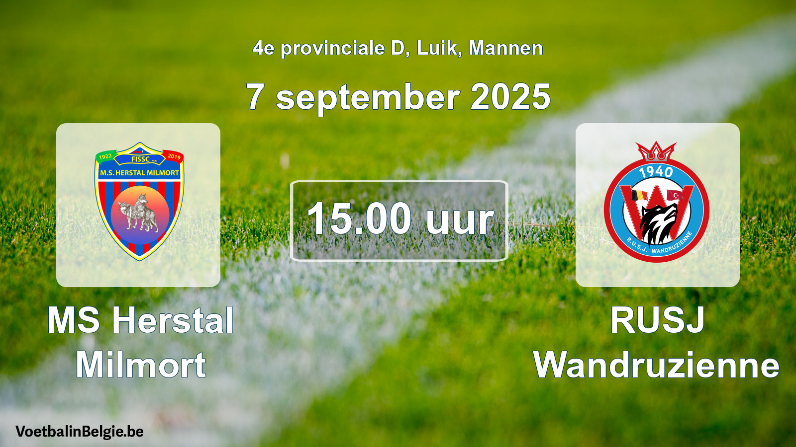 Scheduled match men football: MS Herstal Milmort - RUSJ Wandruzienne (7 September 2025)