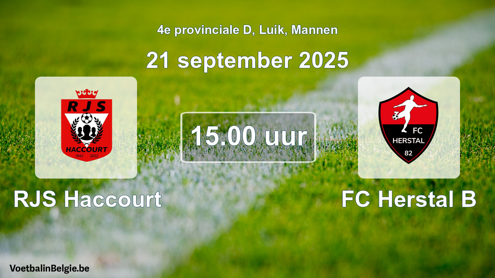 Scheduled match men football: RJS Haccourt - FC Herstal B (21 September 2025)