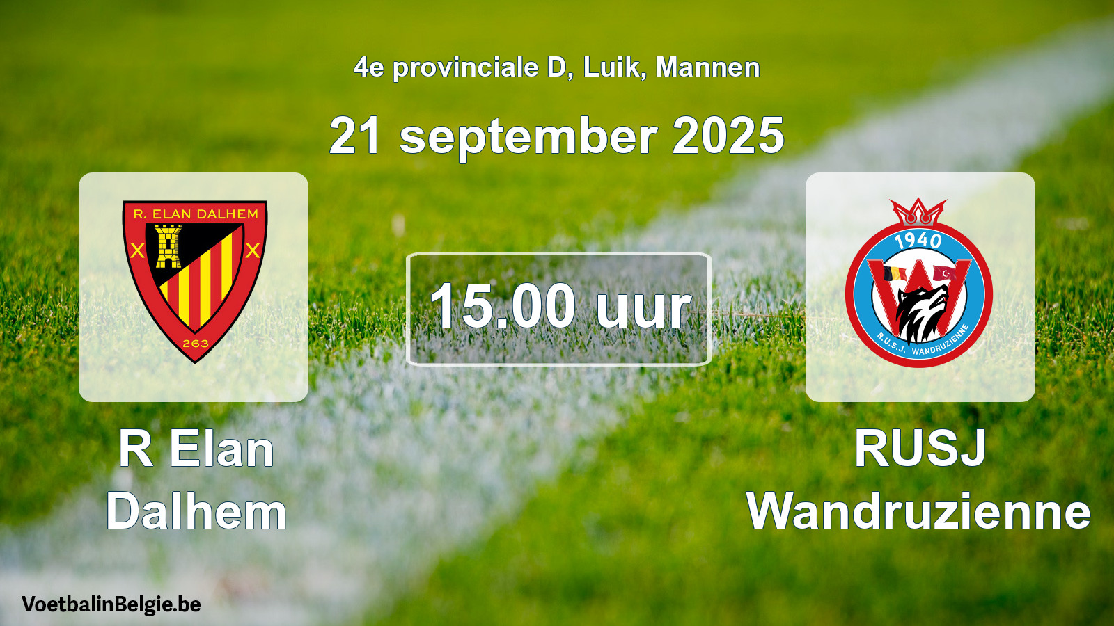 Scheduled match men football: R Elan Dalhem - RUSJ Wandruzienne (21 September 2025)