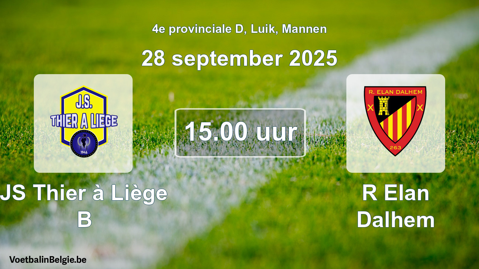 Scheduled match men football: JS Thier à Liège B - R Elan Dalhem (28 September 2025)