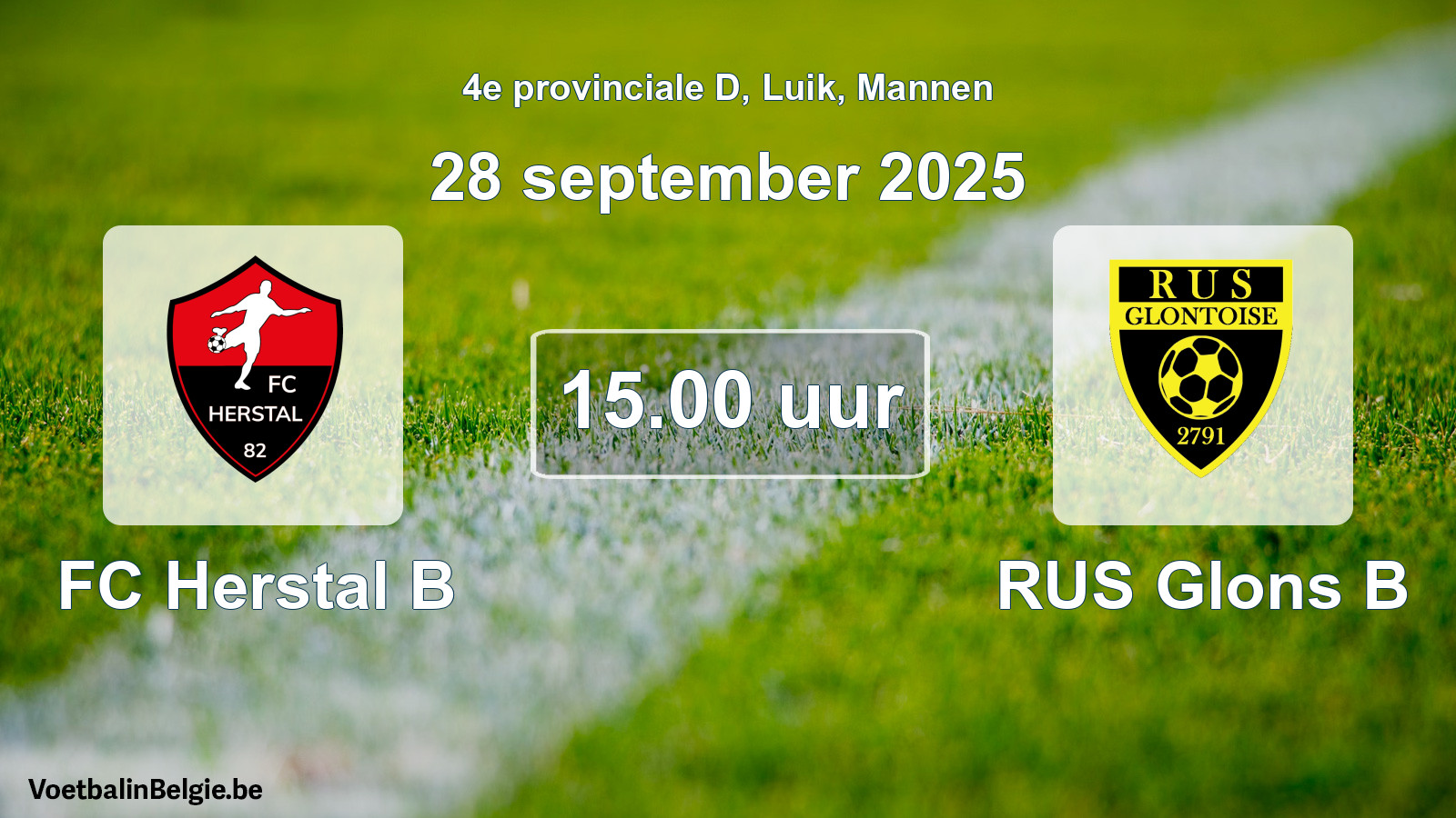 Scheduled match men football: FC Herstal B - RUS Glons B (28 September 2025)