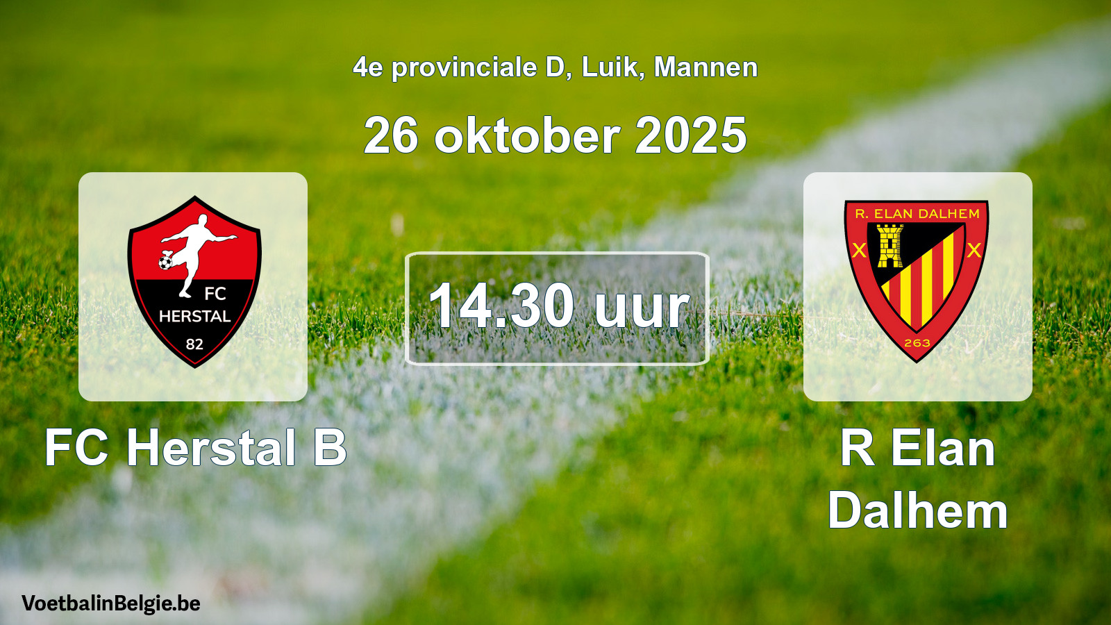 Scheduled match men football: FC Herstal B - R Elan Dalhem (26 October 2025)