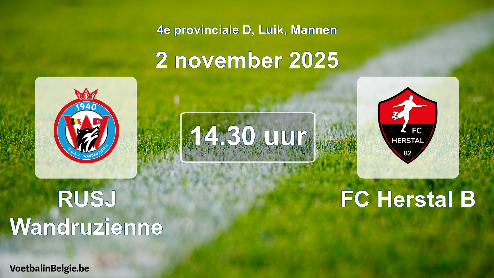Scheduled match men football: RUSJ Wandruzienne - FC Herstal B (2 November 2025)