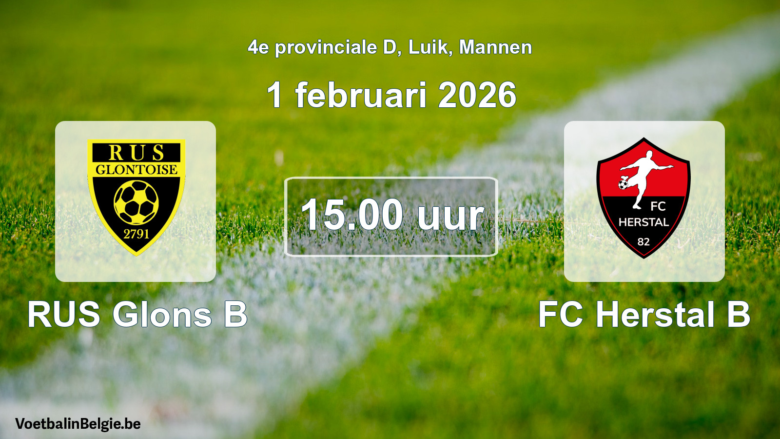 Scheduled match men football: RUS Glons B - FC Herstal B (1 February 2026)