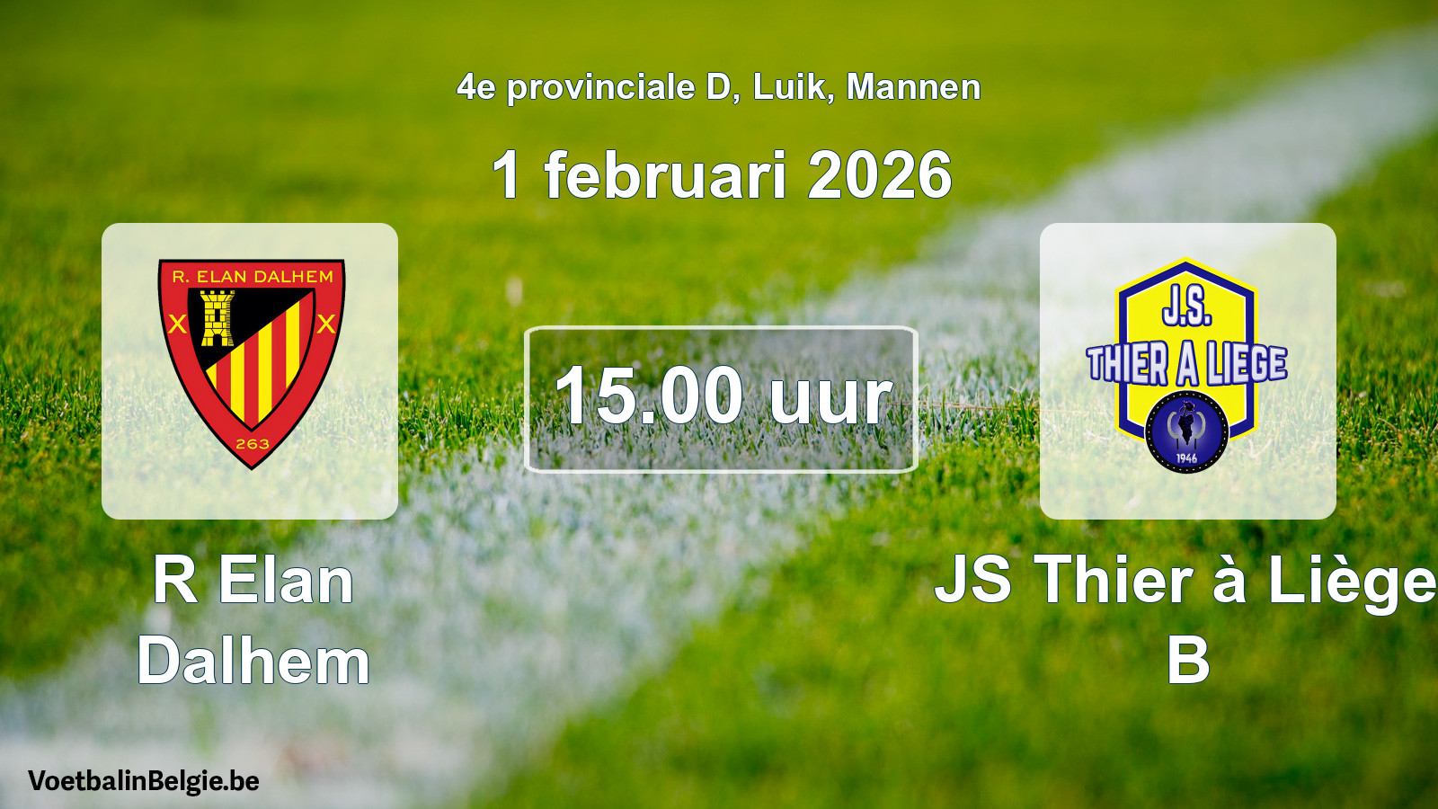 Scheduled match men football: R Elan Dalhem - JS Thier à Liège B (1 February 2026)