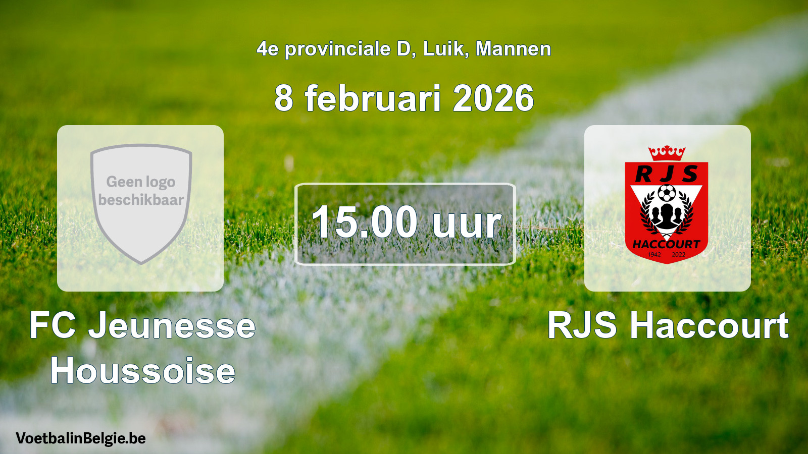 Scheduled match men football: FC Jeunesse Houssoise - RJS Haccourt (8 February 2026)