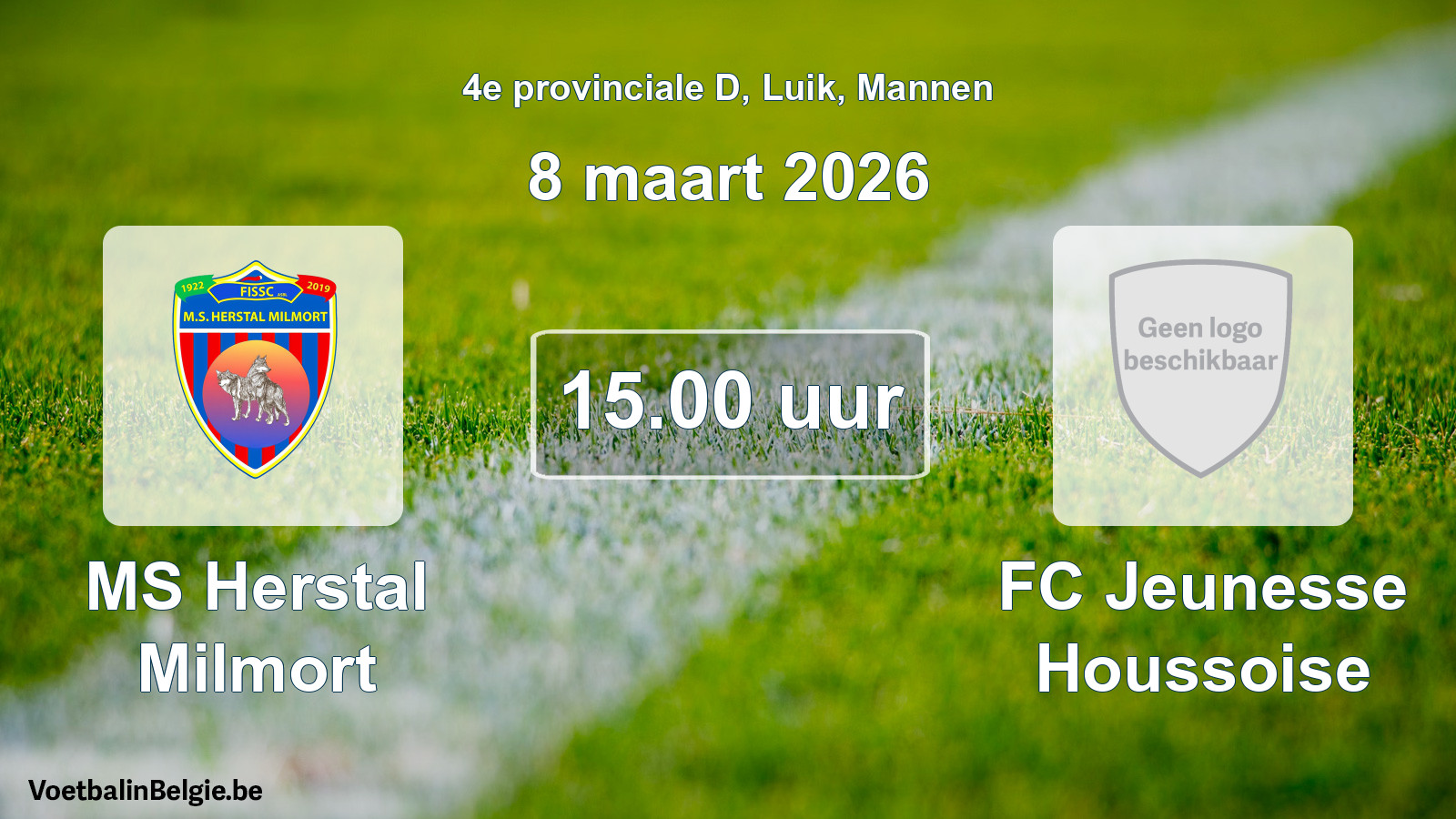 Geplantes Spiel männer-Fußball: MS Herstal Milmort - FC Jeunesse Houssoise (8 März 2026)