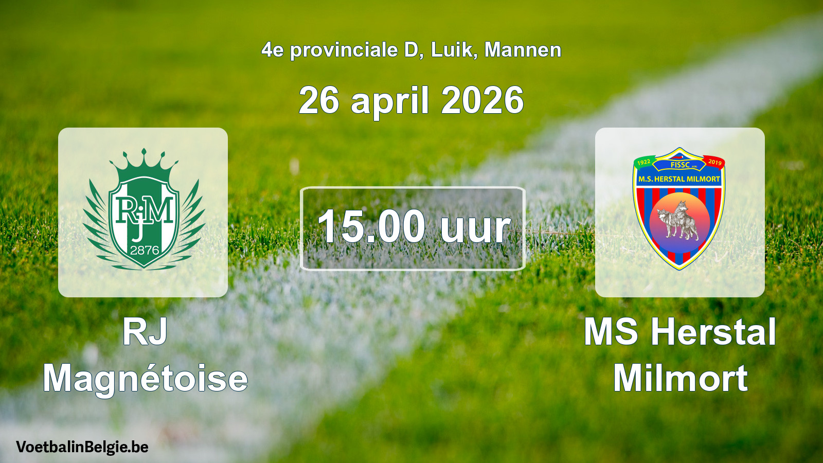 Scheduled match men football: RJ Magnétoise - MS Herstal Milmort (26 April 2026)
