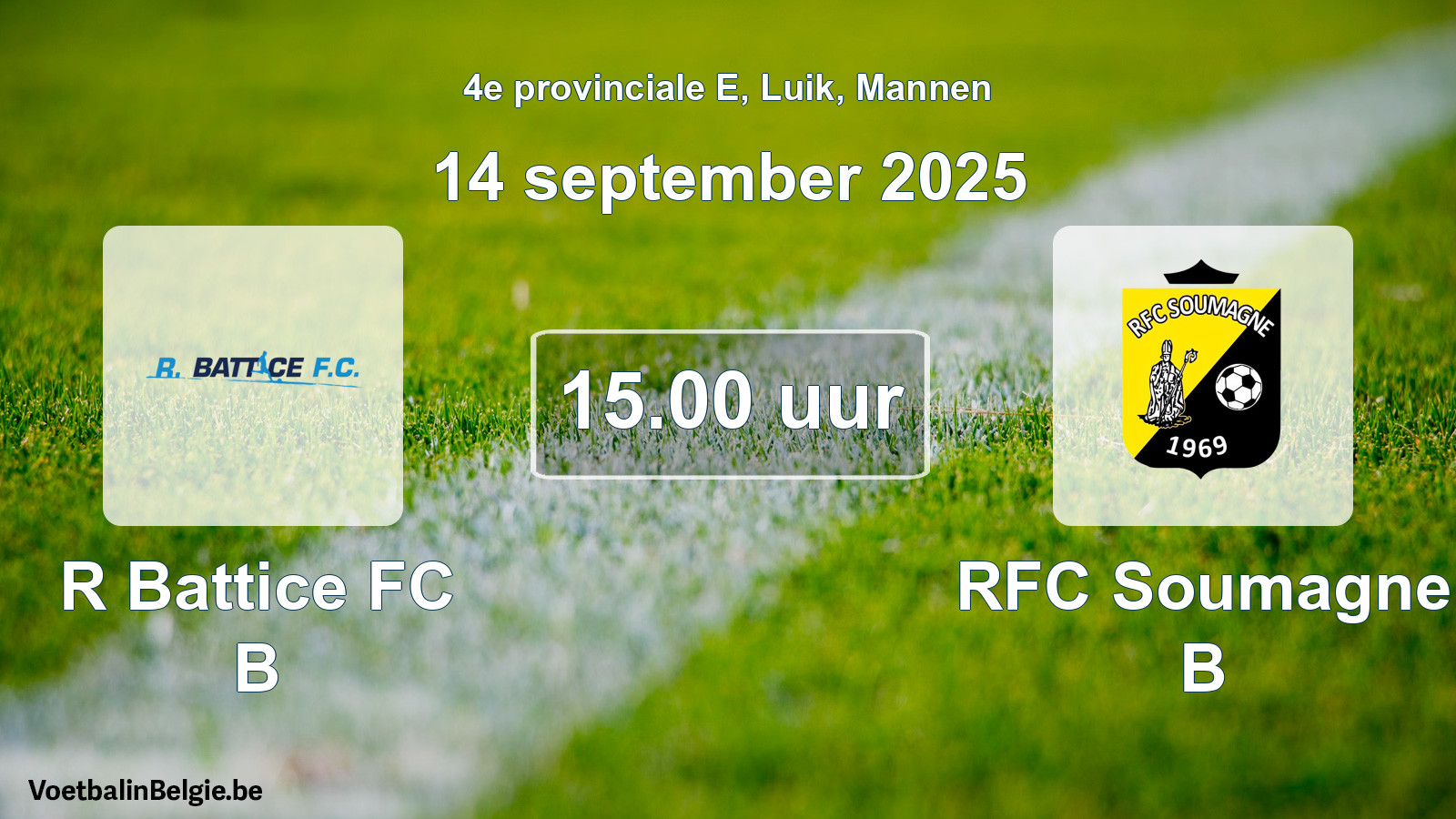 Match prévu football hommes: R Battice FC B - RFC Soumagne B (14 septembre 2025)