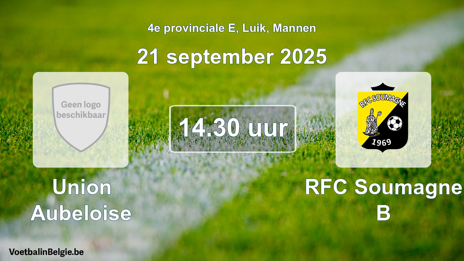 Match prévu football hommes: Union Aubeloise - RFC Soumagne B (21 septembre 2025)