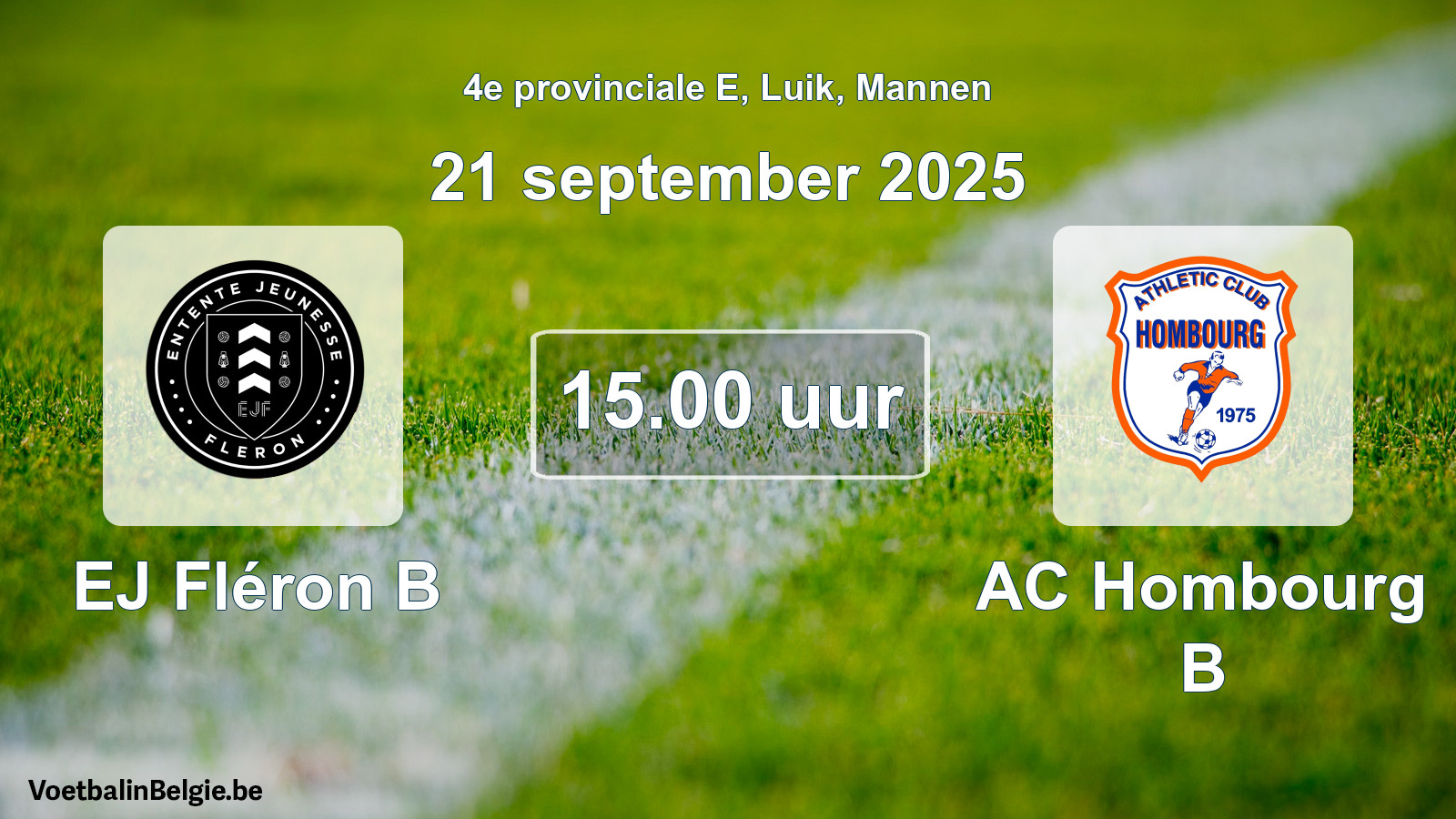 Scheduled match men football: EJ Fléron B - AC Hombourg B (21 September 2025)