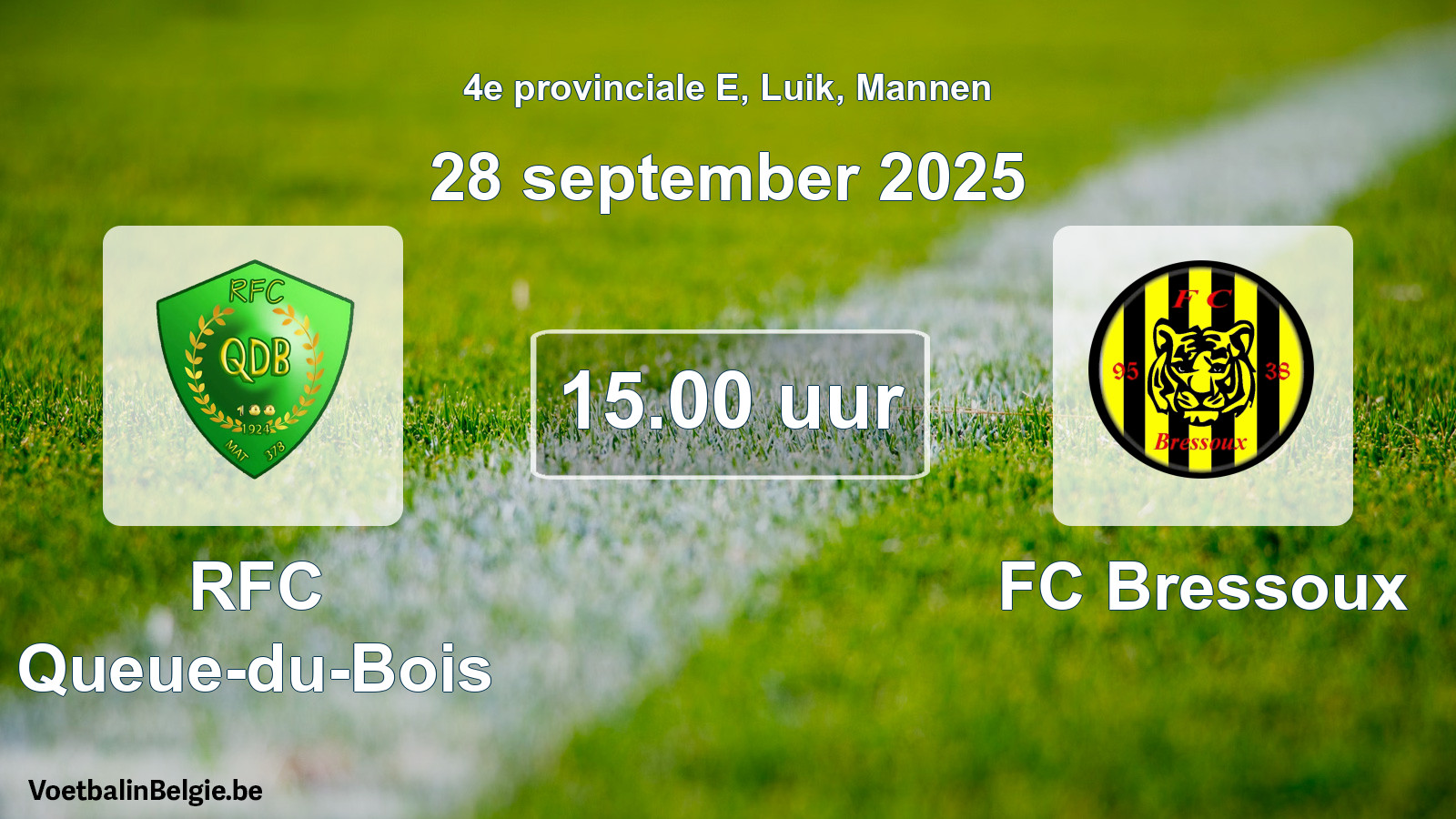 Scheduled match men football: RFC Queue-du-Bois - FC Bressoux (28 September 2025)