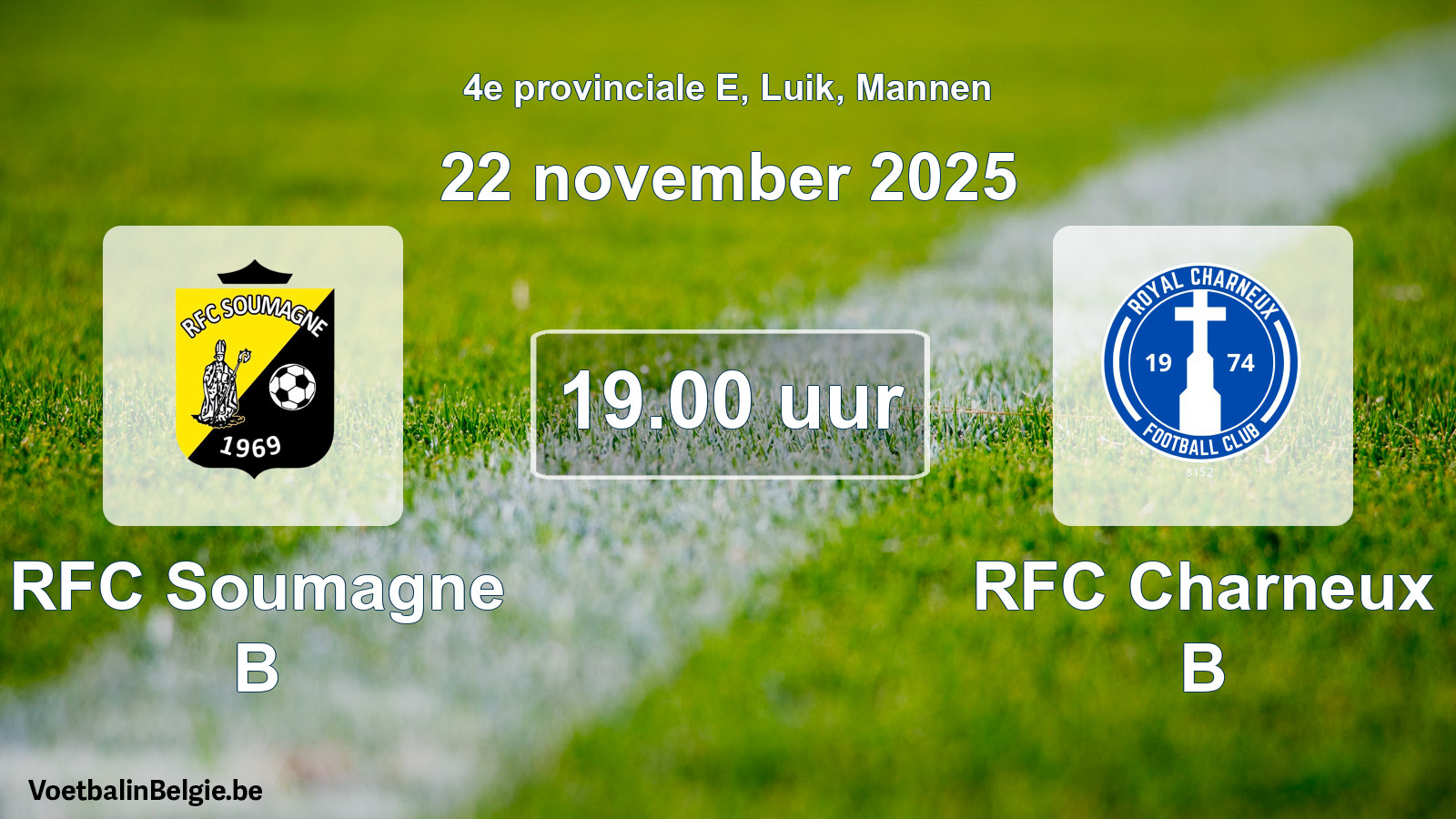 Match prévu football hommes: RFC Soumagne B - RFC Charneux B (22 novembre 2025)