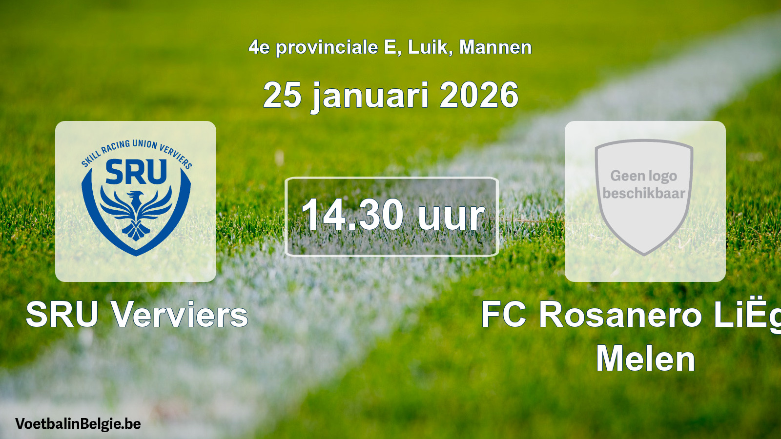 Scheduled match men football: SRU Verviers - FC Rosanero LiËge Melen (25 January 2026)