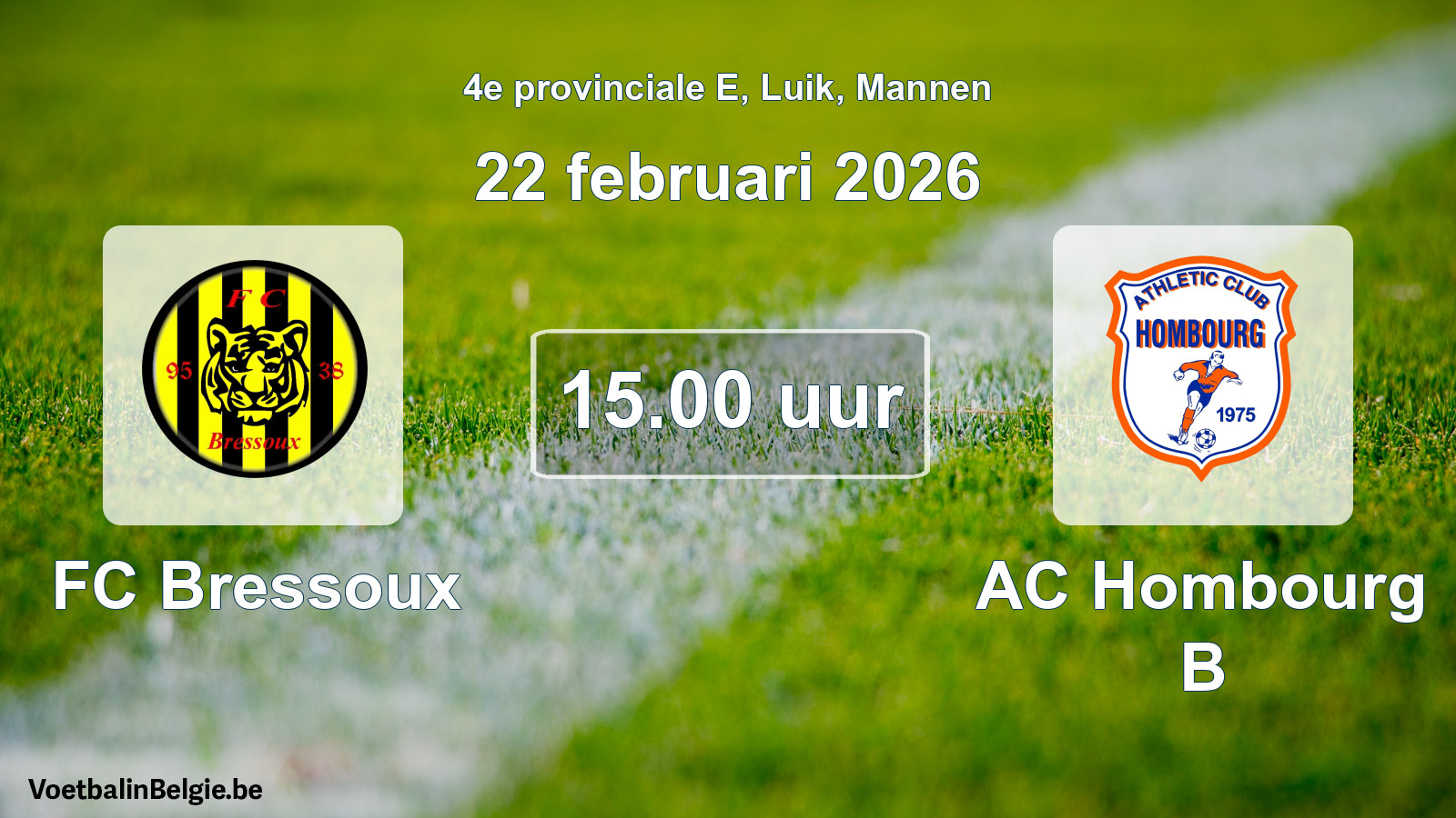 Scheduled match men football: FC Bressoux - AC Hombourg B (22 February 2026)