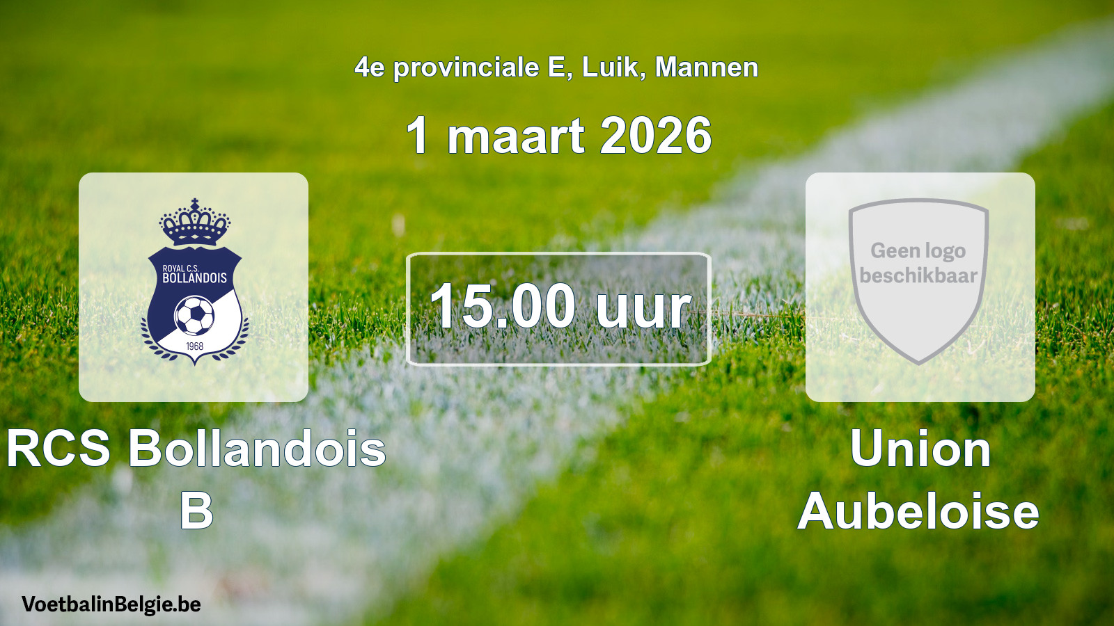 Scheduled match men football: RCS Bollandois B - Union Aubeloise (1 March 2026)