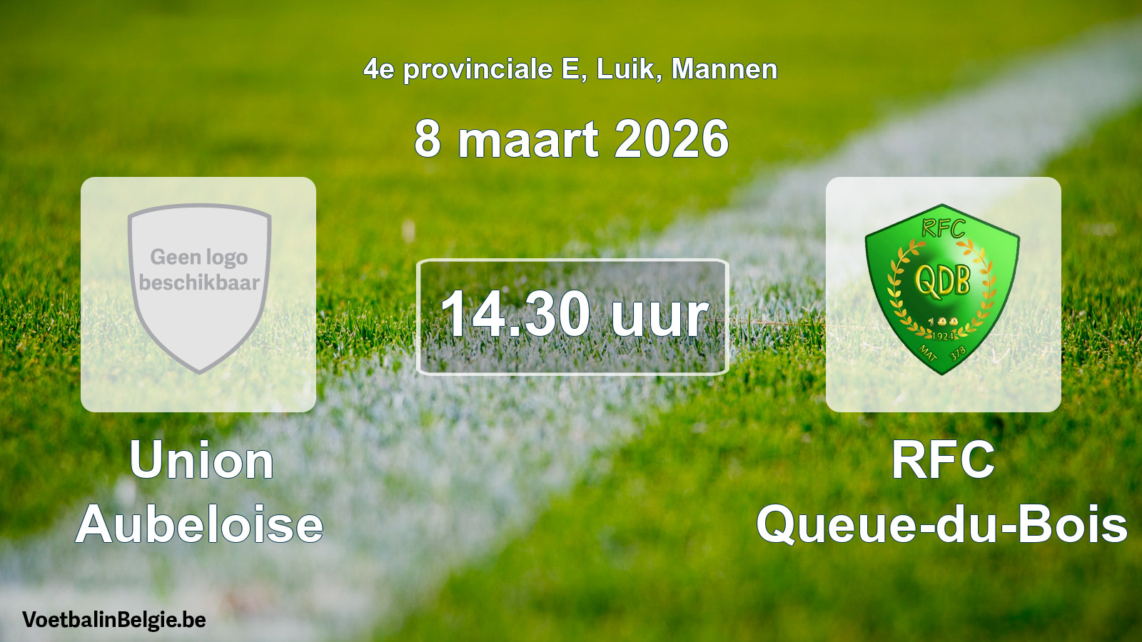 Match prévu football hommes: Union Aubeloise - RFC Queue-du-Bois (8 mars 2026)