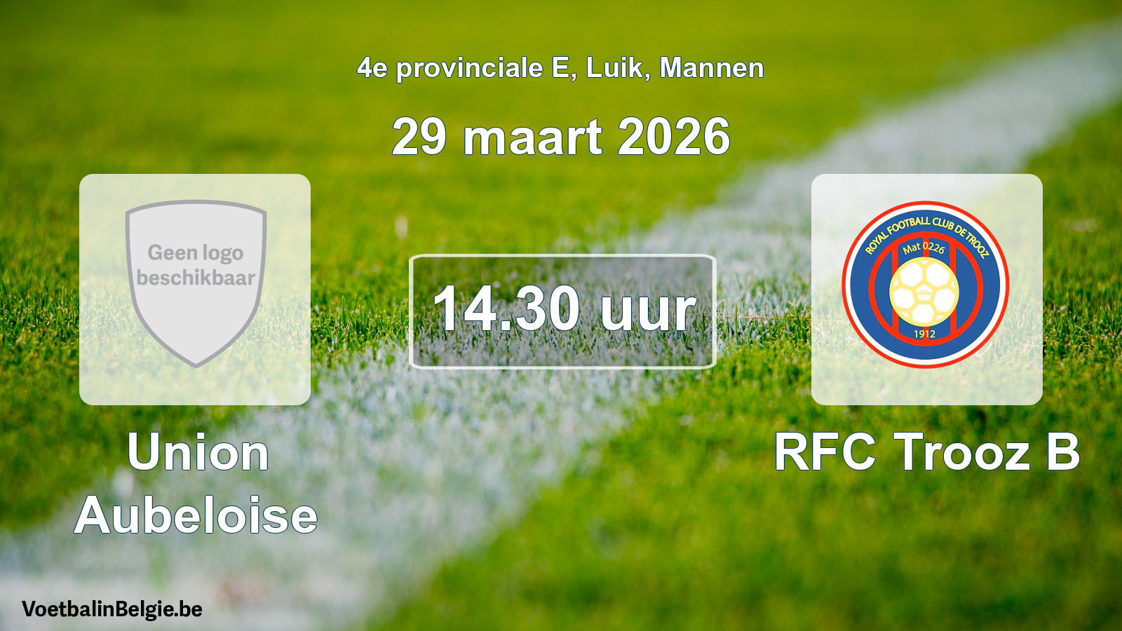 Scheduled match men football: Union Aubeloise - RFC Trooz B (29 March 2026)