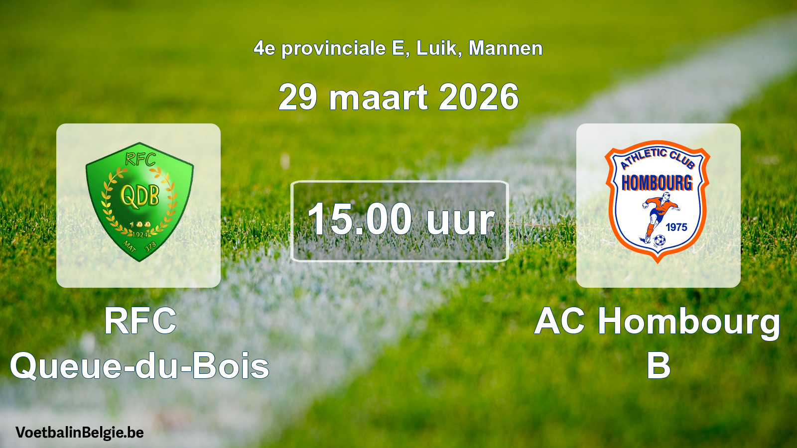 Scheduled match men football: RFC Queue-du-Bois - AC Hombourg B (29 March 2026)