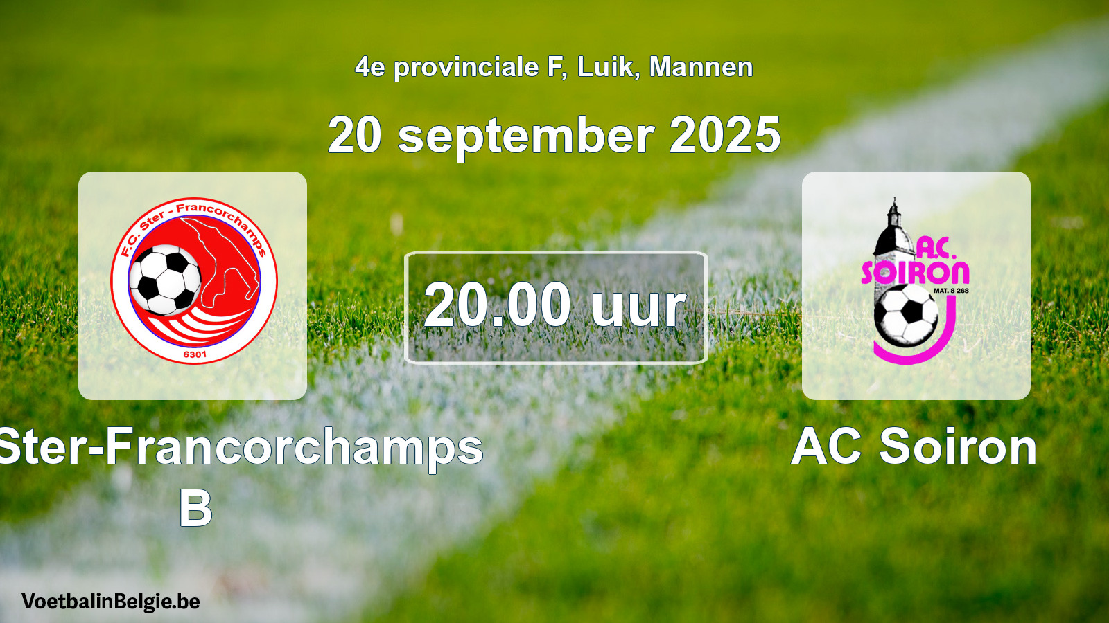 Scheduled match men football: FC Ster-Francorchamps B - AC Soiron (20 September 2025)