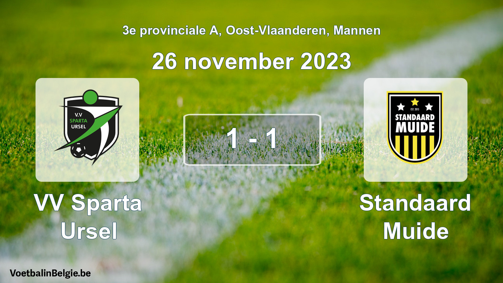 Gespeelde wedstrijd mannenvoetbal: VV Sparta Ursel - Standaard Muide 1 - 1 (26 november 2023)