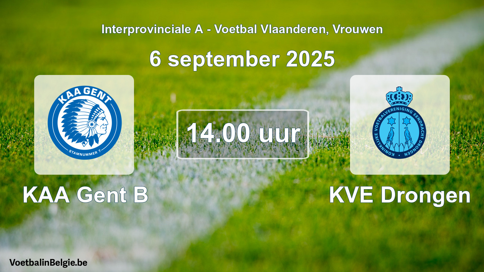 Scheduled match women football: KAA Gent B - KVE Drongen (6 September 2025)