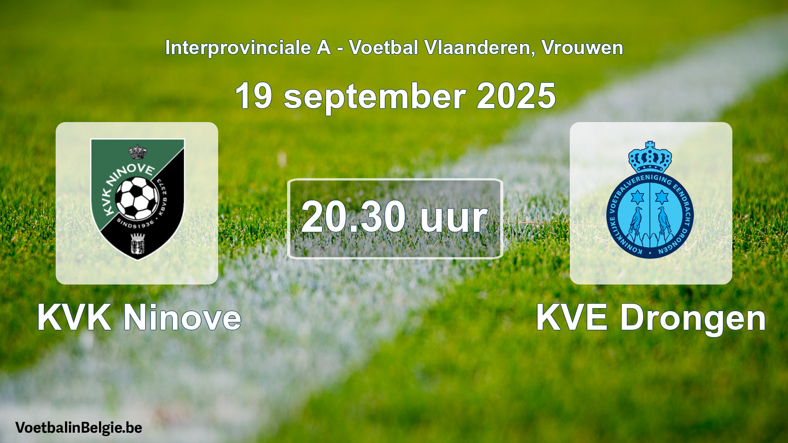 Geplande wedstrijd vrouwenvoetbal: KVK Ninove - KVE Drongen (19 september 2025)
