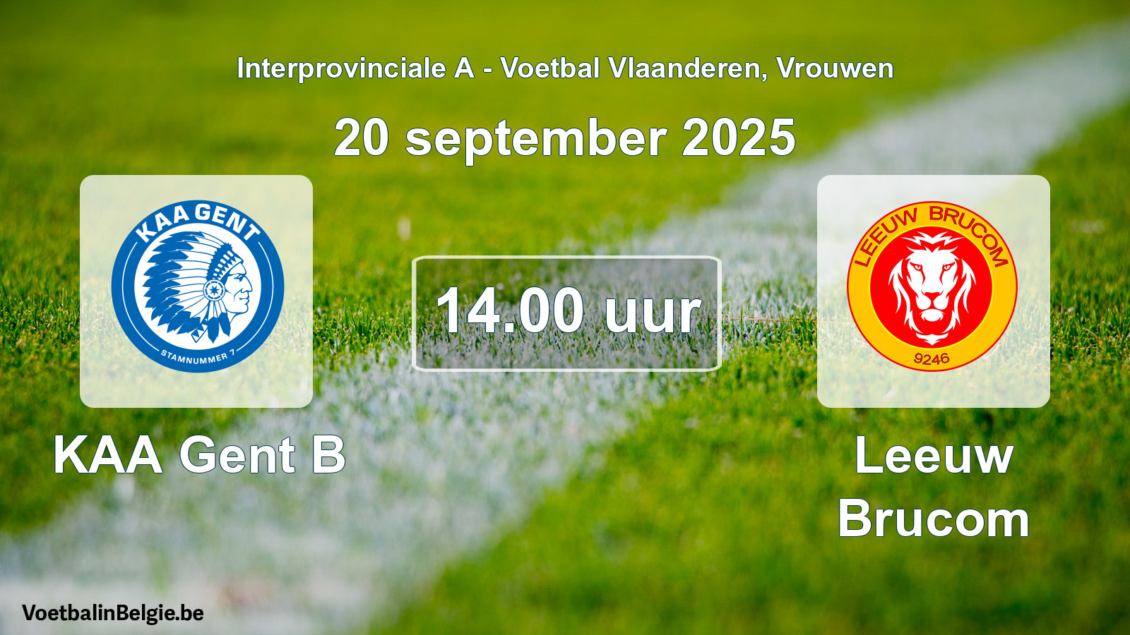 Scheduled match women football: KAA Gent B - Leeuw Brucom (20 September 2025)