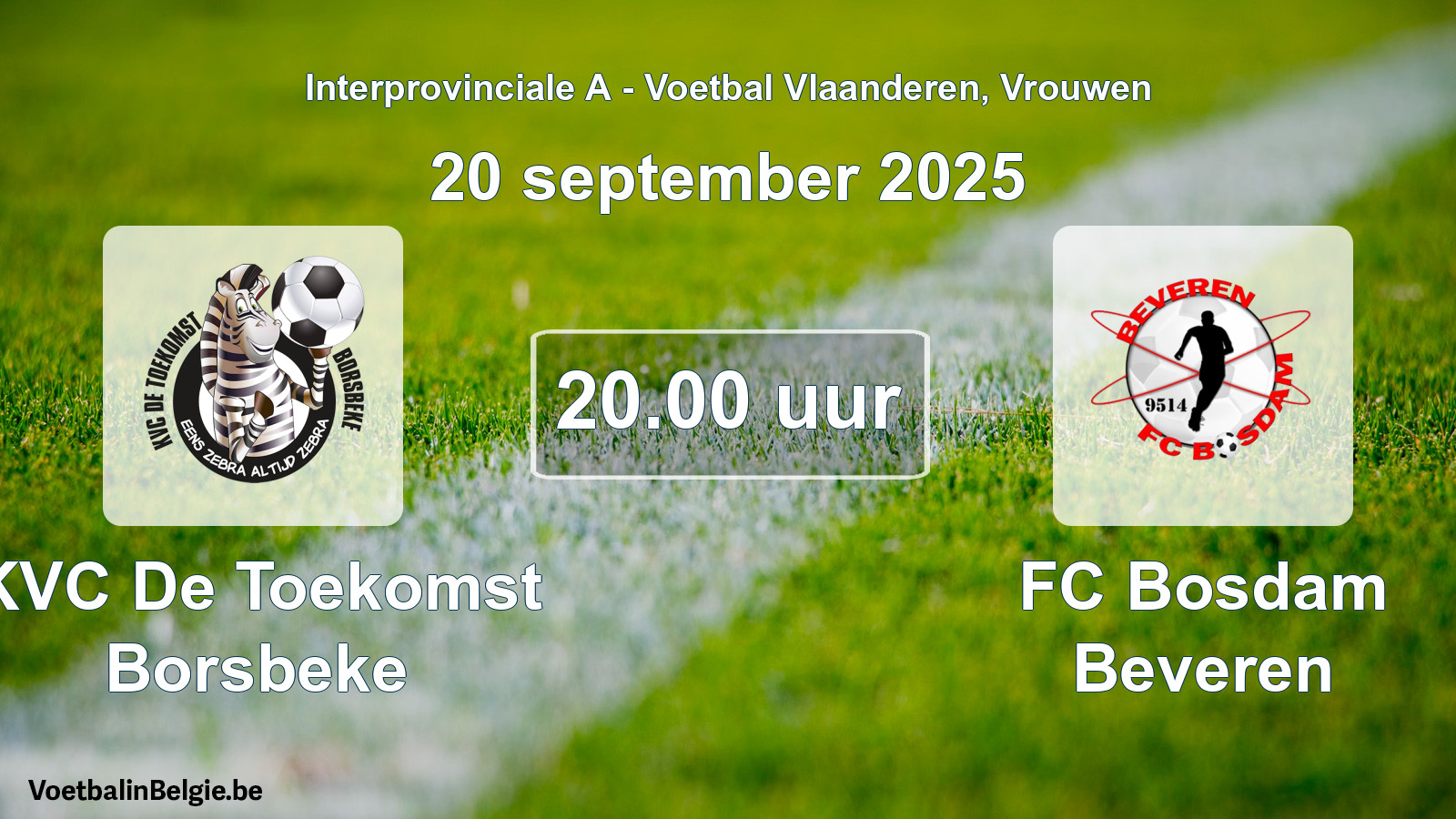 Scheduled match women football: KVC De Toekomst Borsbeke - FC Bosdam Beveren (20 September 2025)