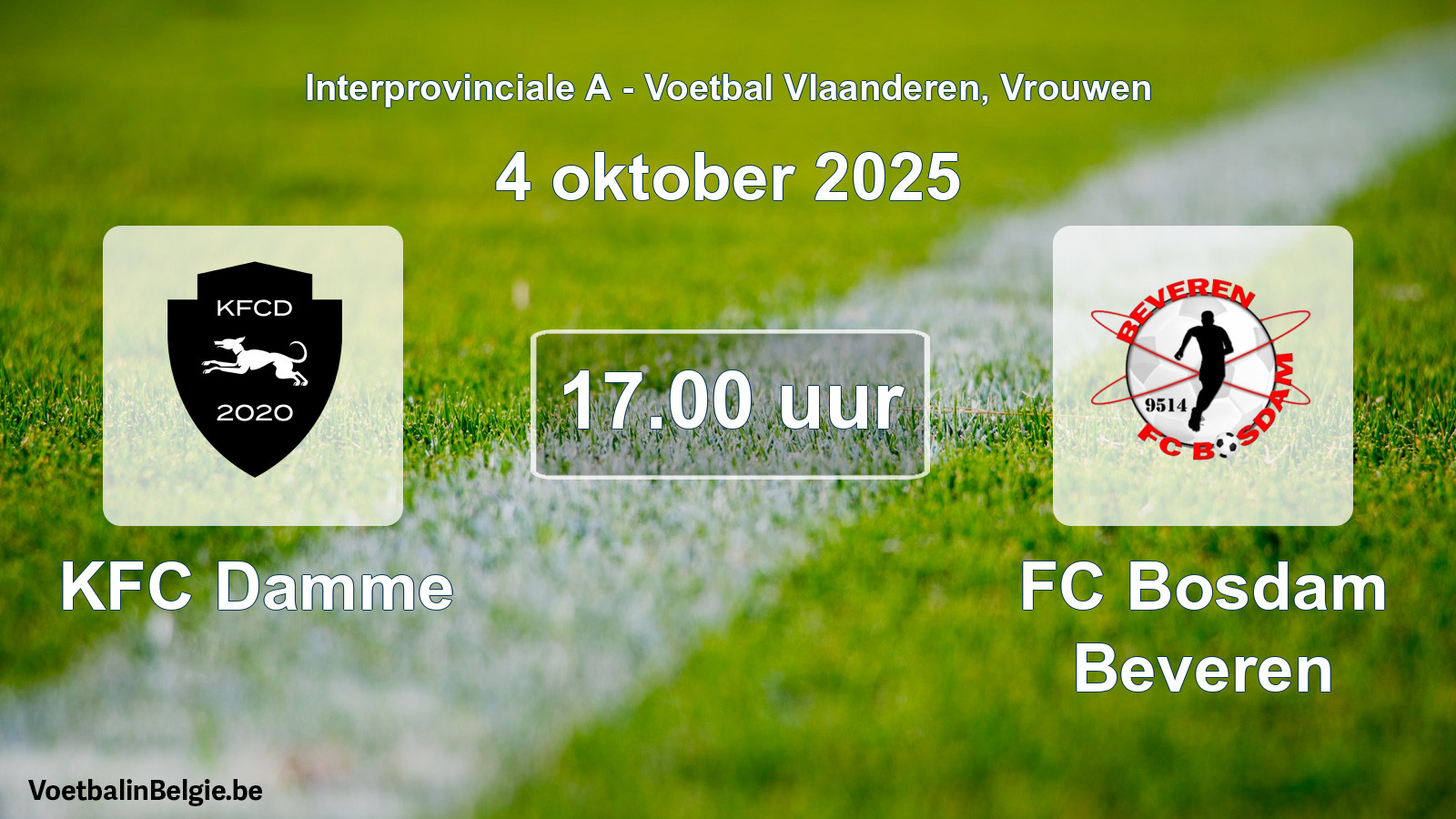 Scheduled match women football: KFC Damme - FC Bosdam Beveren (4 October 2025)