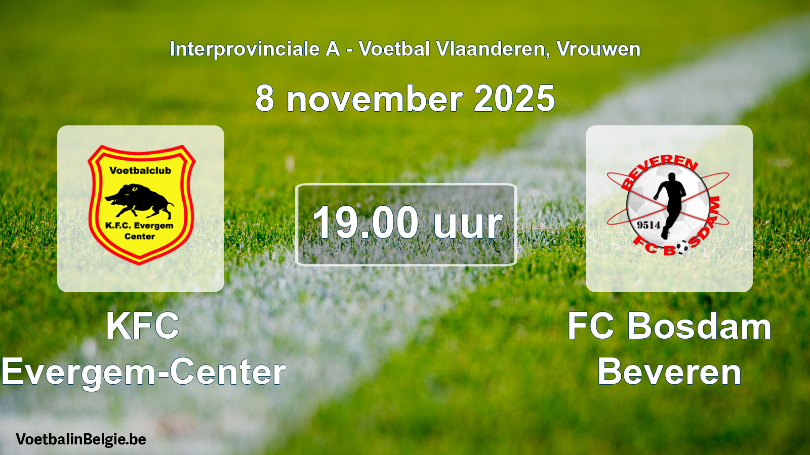 Scheduled match women football: KFC Evergem-Center - FC Bosdam Beveren (8 November 2025)