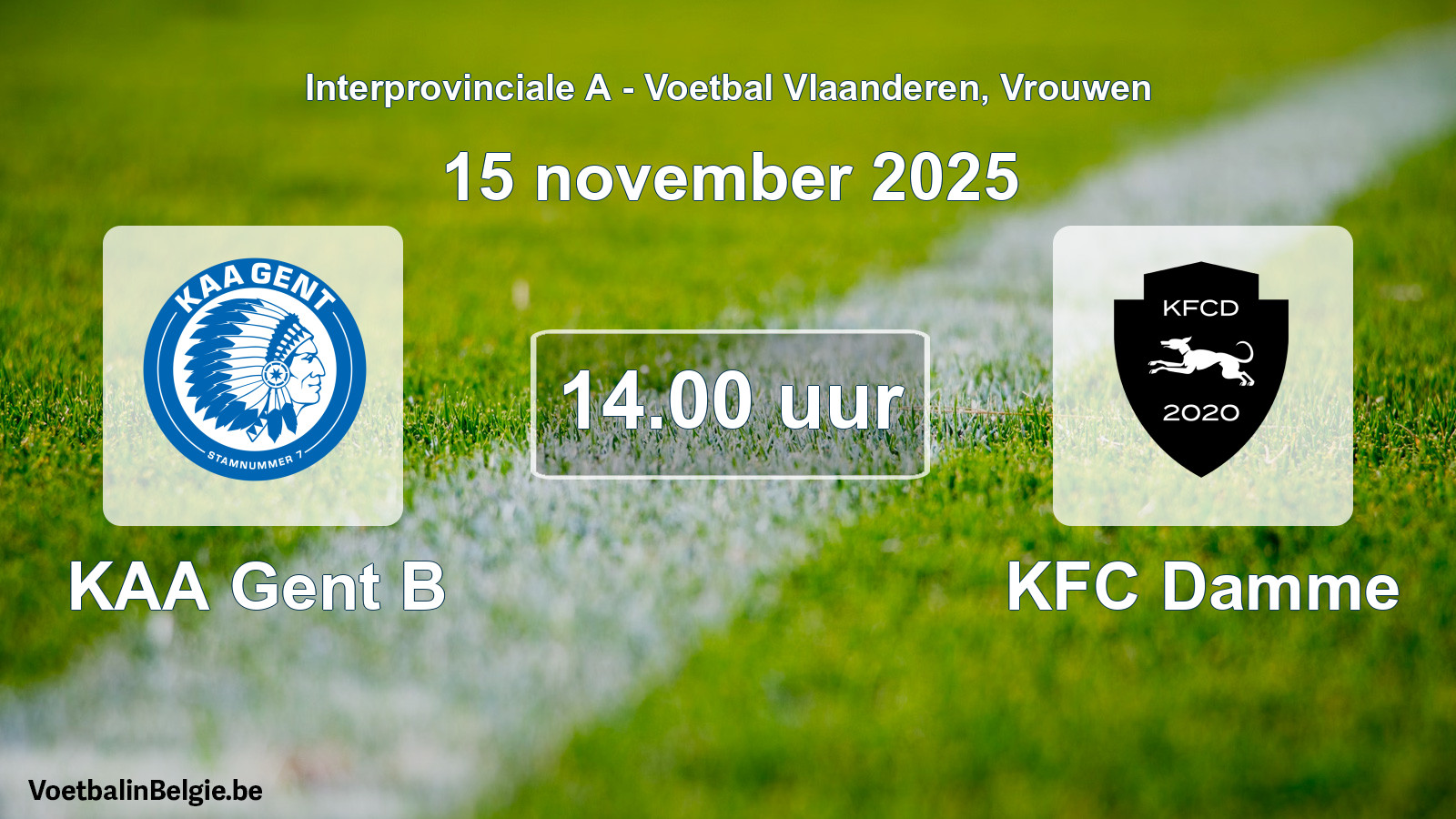 Scheduled match women football: KAA Gent B - KFC Damme (15 November 2025)