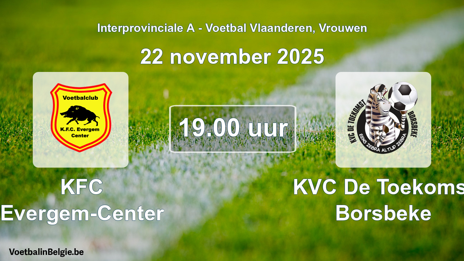 Scheduled match women football: KFC Evergem-Center - KVC De Toekomst Borsbeke (22 November 2025)