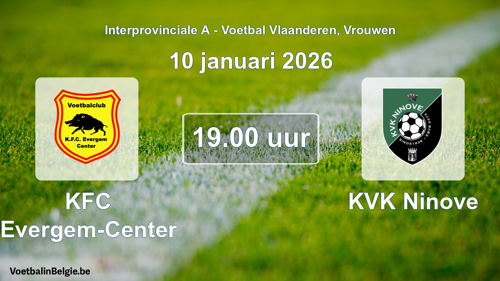 Scheduled match women football: KFC Evergem-Center - KVK Ninove (10 January 2026)