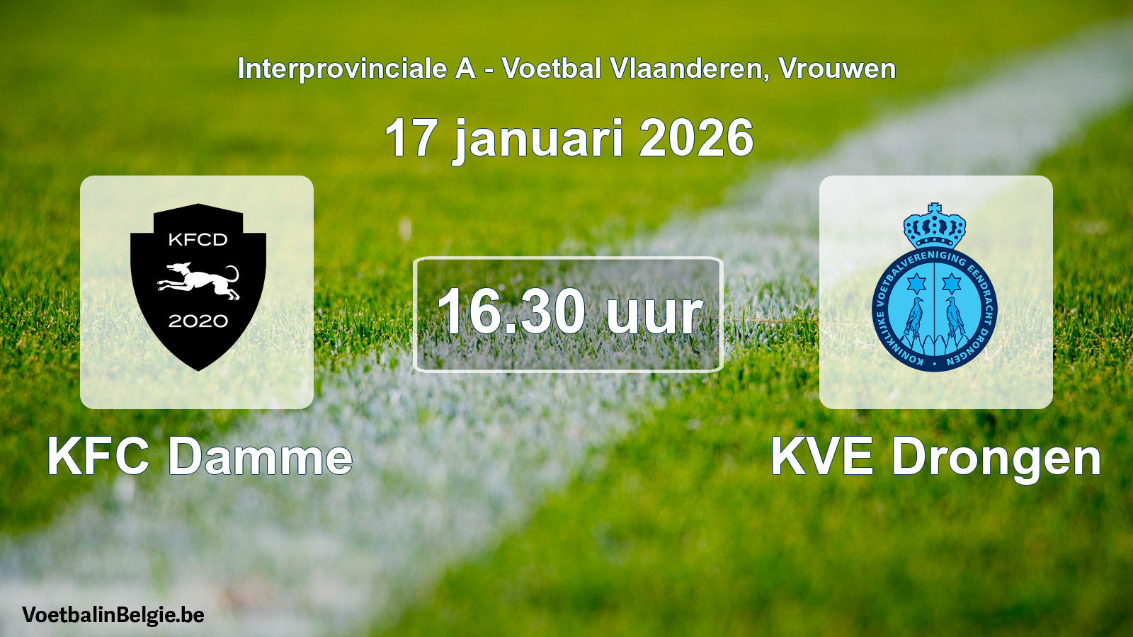 Scheduled match women football: KFC Damme - KVE Drongen (17 January 2026)