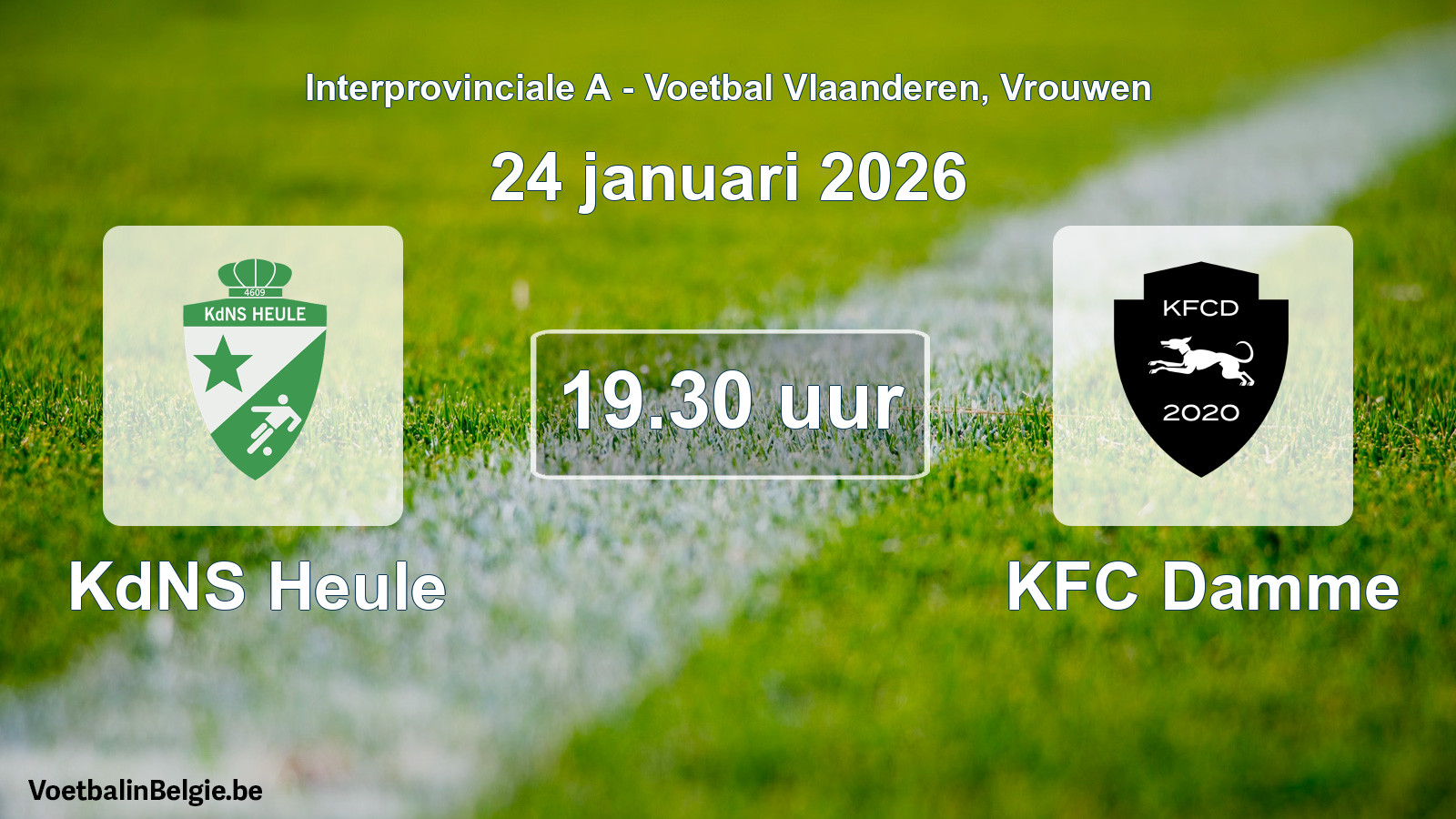 Scheduled match women football: KdNS Heule - KFC Damme (24 January 2026)