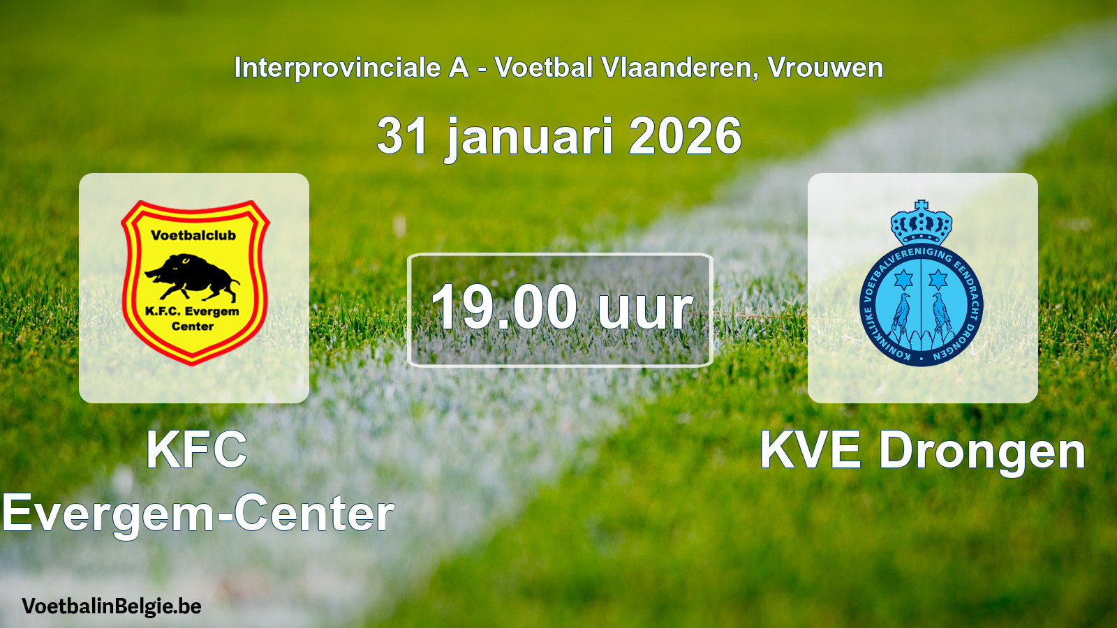 Scheduled match women football: KFC Evergem-Center - KVE Drongen (31 January 2026)