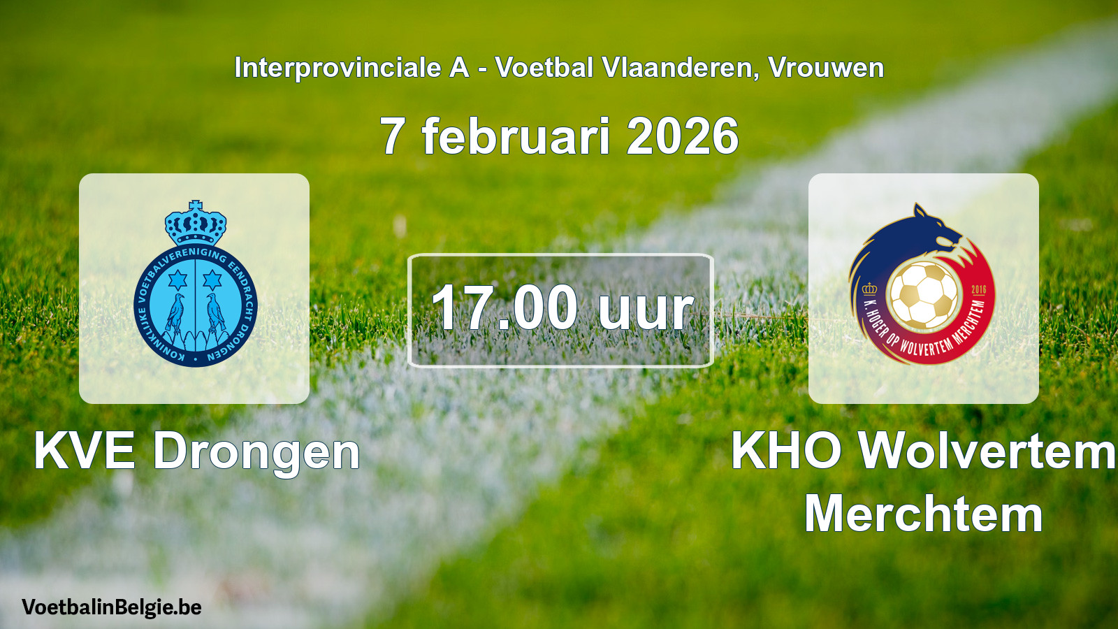 Scheduled match women football: KVE Drongen - KHO Wolvertem Merchtem (7 February 2026)
