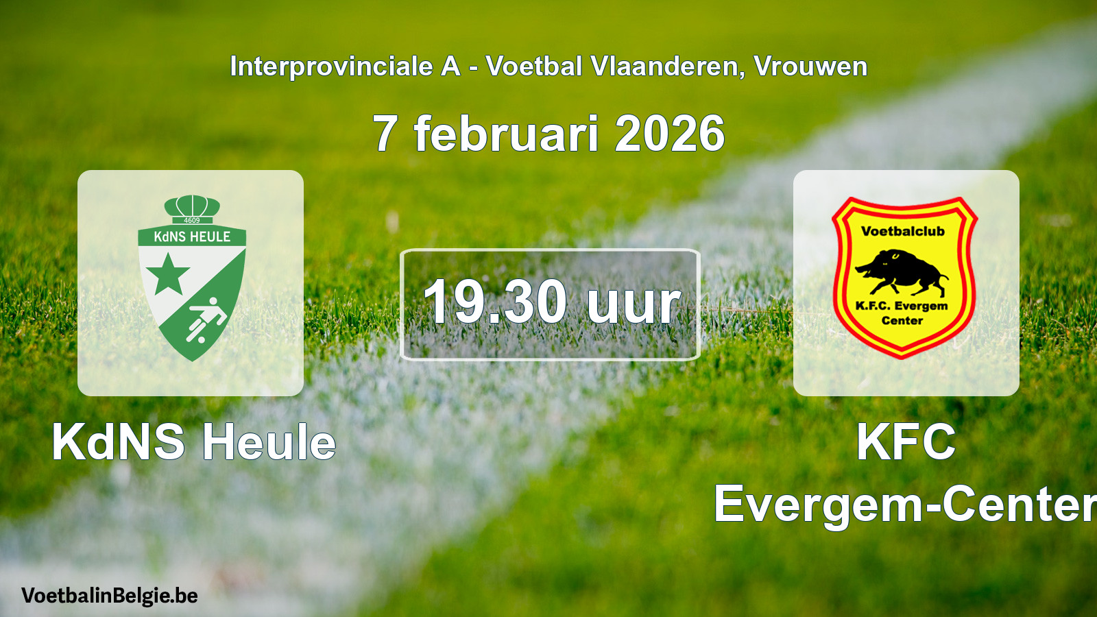 Scheduled match women football: KdNS Heule - KFC Evergem-Center (7 February 2026)