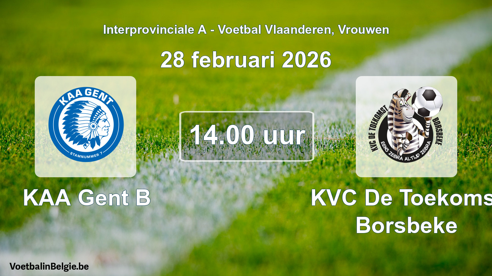Scheduled match women football: KAA Gent B - KVC De Toekomst Borsbeke (28 February 2026)