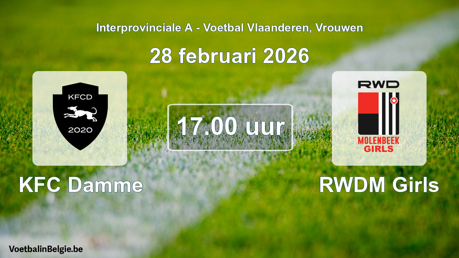 Match prévu football femmes: KFC Damme - RWDM Girls (28 février 2026)