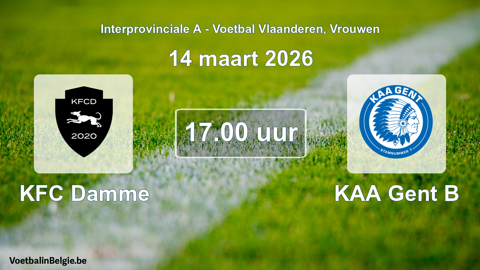 Scheduled match women football: KFC Damme - KAA Gent B (14 March 2026)