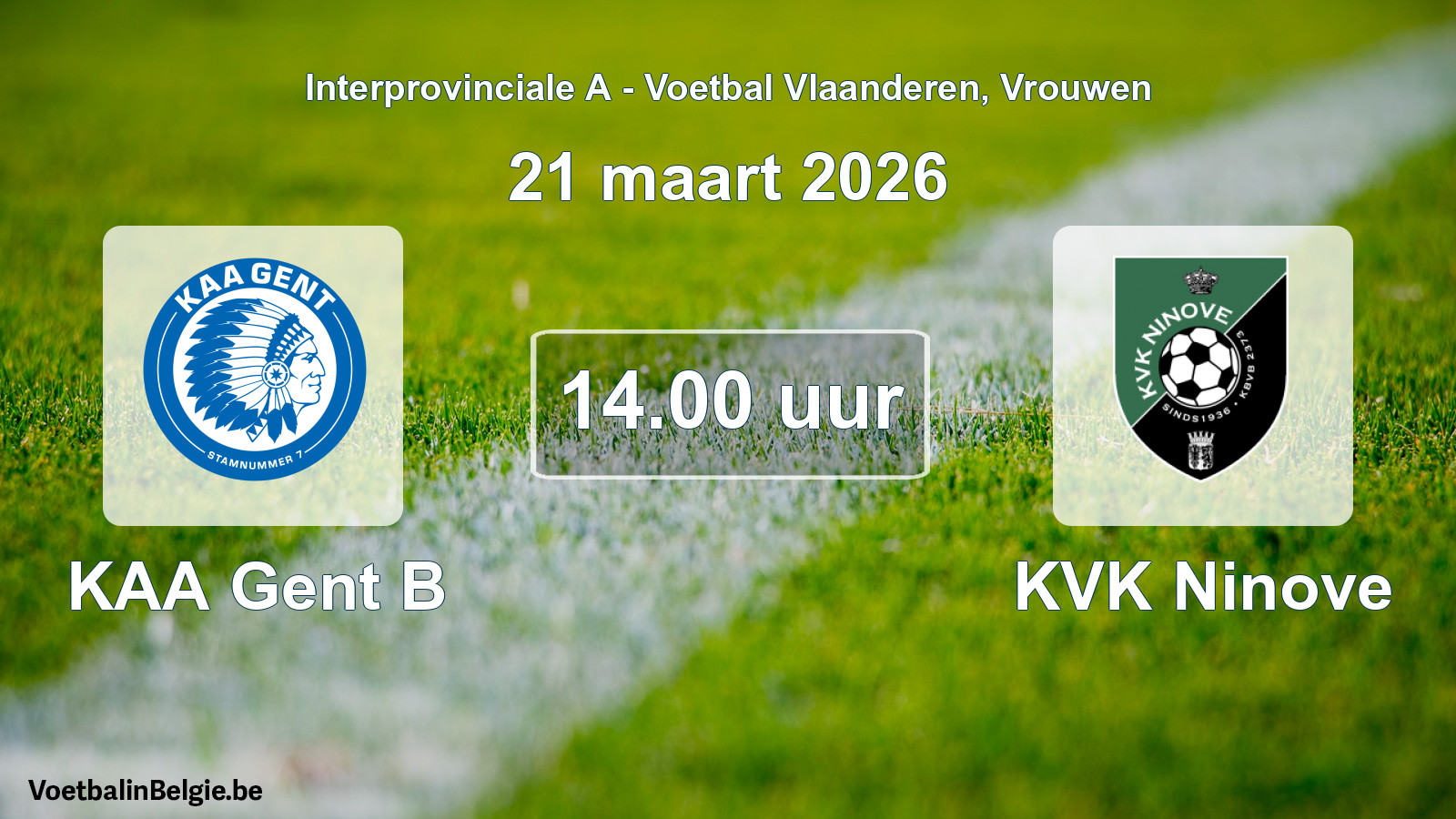 Scheduled match women football: KAA Gent B - KVK Ninove (21 March 2026)