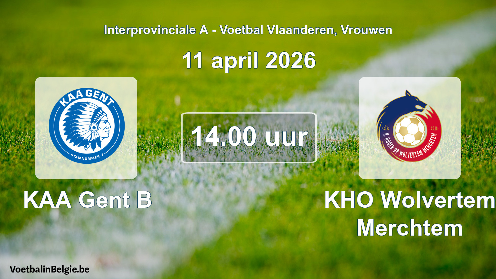 Scheduled match women football: KAA Gent B - KHO Wolvertem Merchtem (11 April 2026)