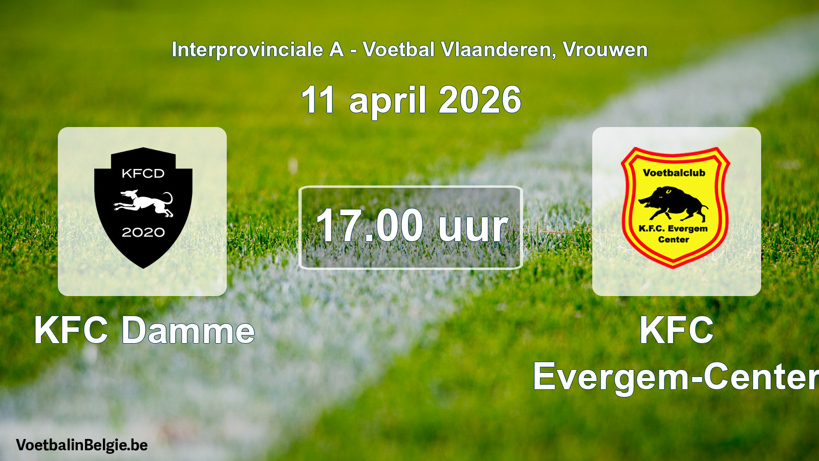 Scheduled match women football: KFC Damme - KFC Evergem-Center (11 April 2026)
